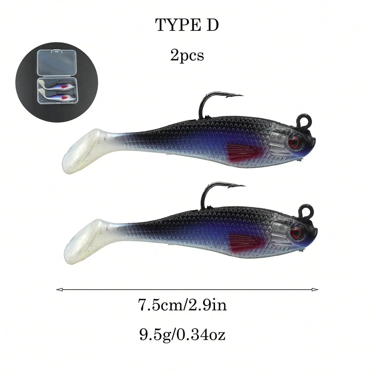2-Pack Soft Swimming Swimbaits with Moving Tail & Internal Weight