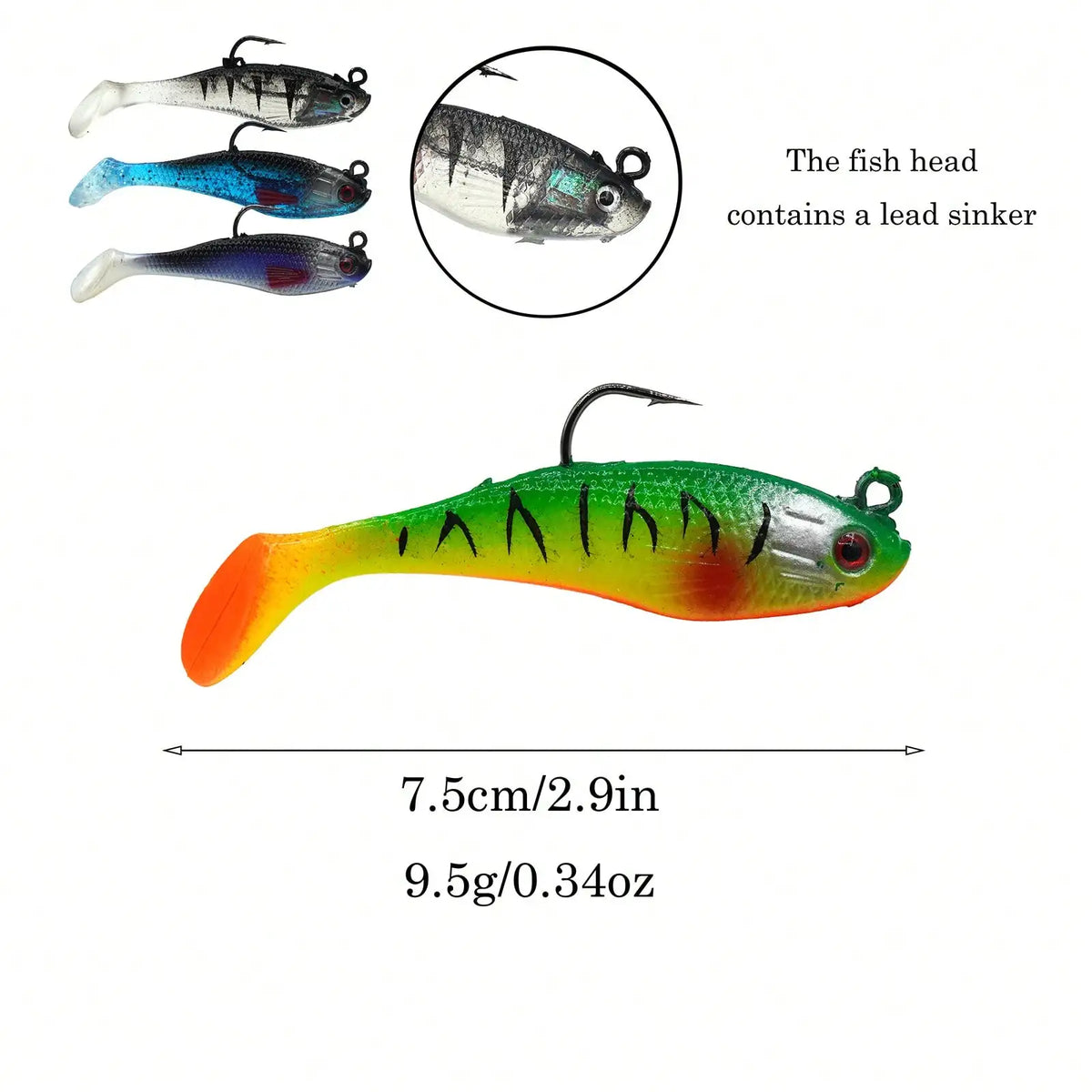 2-Pack Soft Swimming Swimbaits with Moving Tail & Internal Weight