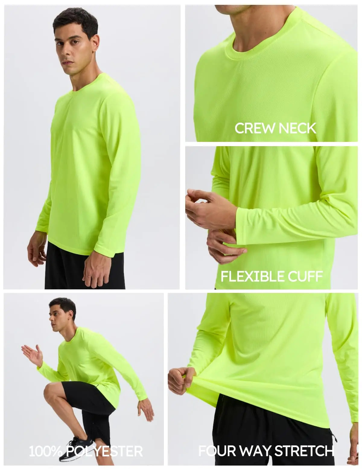 7 Pack Men's Long Sleeve Shirts Sun Protection Shirts Lightweight UPF 50+ Rash Guard for Running Workout Fishing