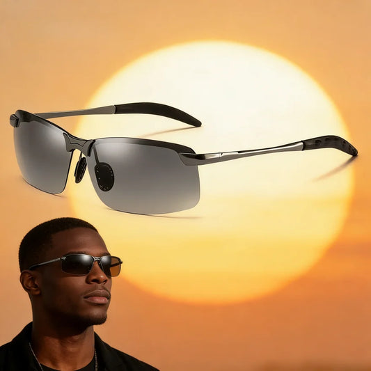 White-black Polarized Photochromic Sunglasses Sports Day and Night Driving Ultra-Light Sun Glasses