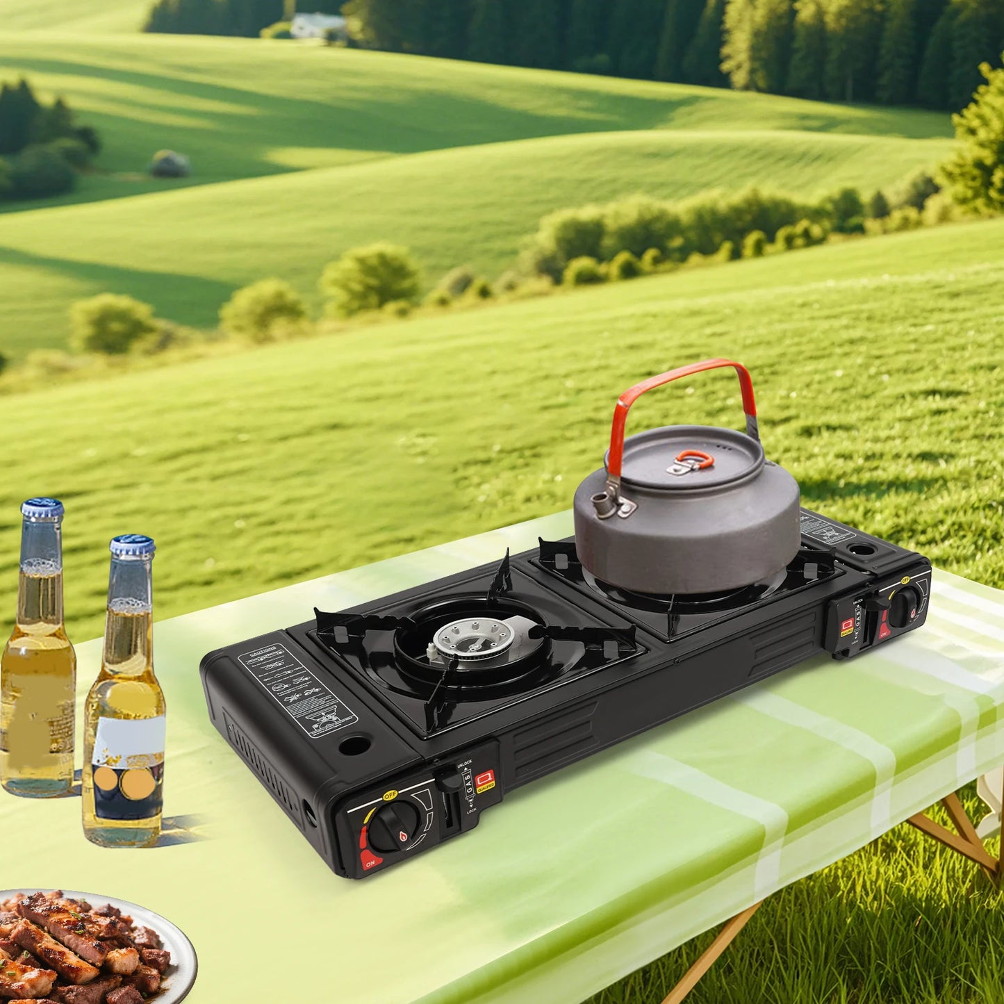 2500W Portable Camping Stove 2 Burners Portable Case