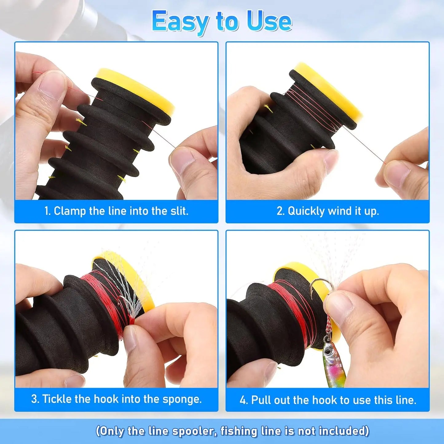 3-Piece Fishing Line Organizer with 12 Slots, Spooler Winder, and Hook Keeper for Tangle-Free Storage