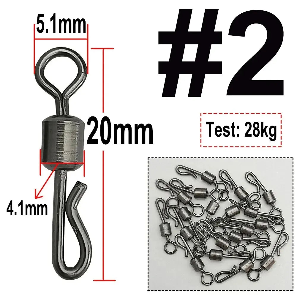 50pcs Bearing Swivel Fishing Connector Q Shaped Quick Change Swivels For Carp Fishing Terminal Tackle Accessories