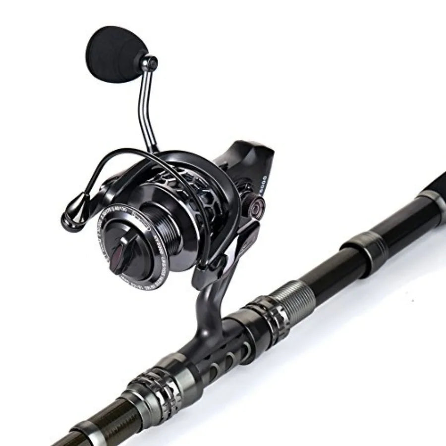 Fishing Rod Reel Combo with Telescopic Fishing Pole Spinning Reel Carrier Bag for Travel Saltwater Freshwater Fishing