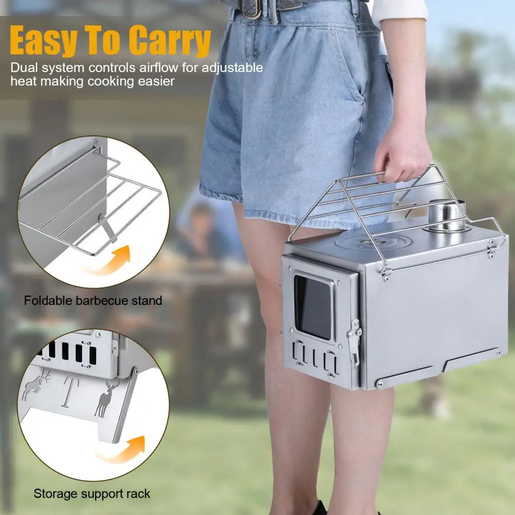 Portable Wood Burning Camping Stove for Hot Tents & Outdoor Heating