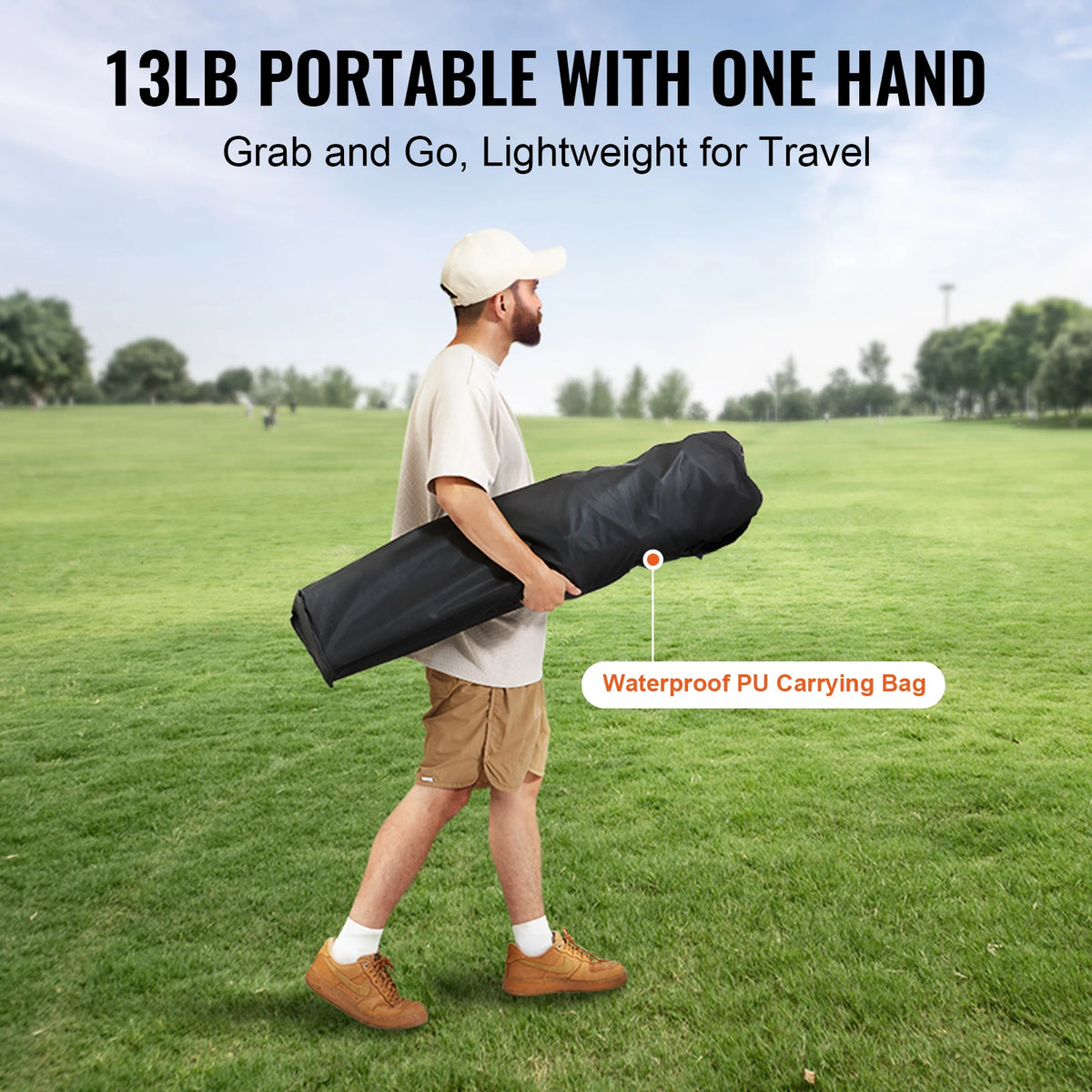 Padded Portable Camping Chair with Lumbar Support & Side Pockets