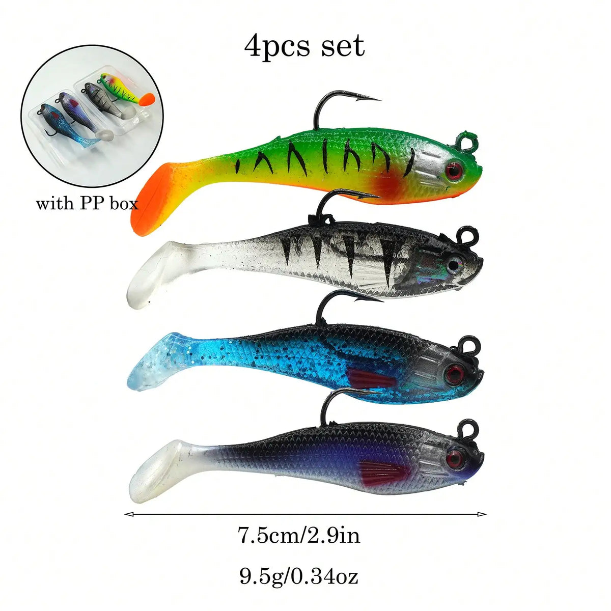 2-Pack Soft Swimming Swimbaits with Moving Tail & Internal Weight