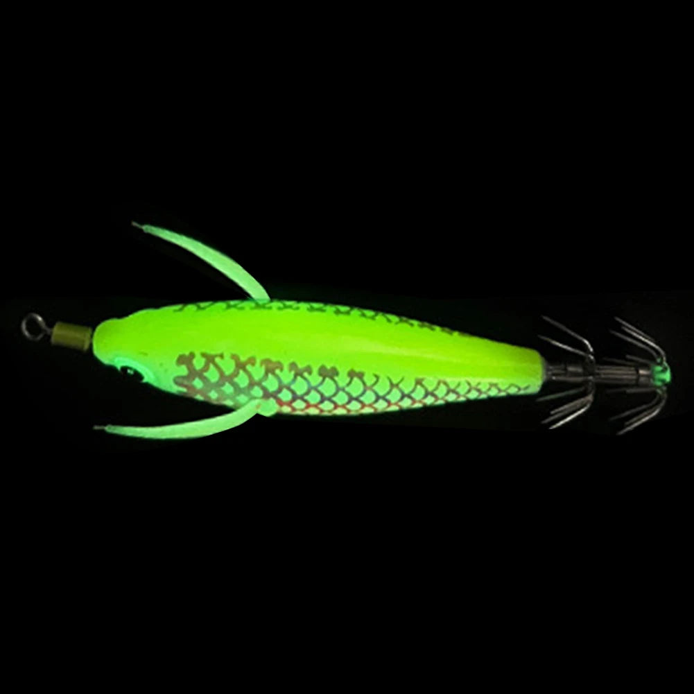 Luminous Squid Hook Squid Fishing Lure with 3D Eyes Glow In The Dark Squid Bait for Night Fishing