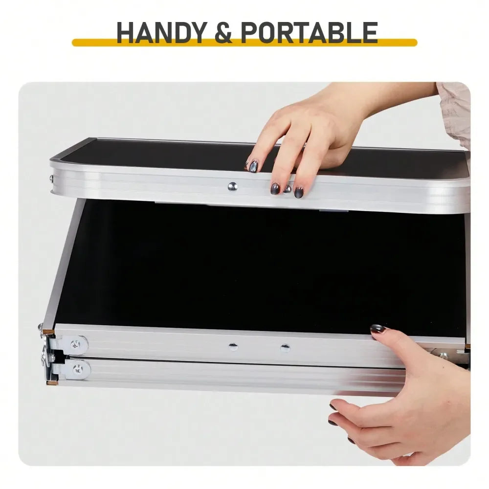 Folding Camping Table, 3ft Portable Pinic Table With 3 Adjustable Height, Small Aluminum Foldable Lightweight