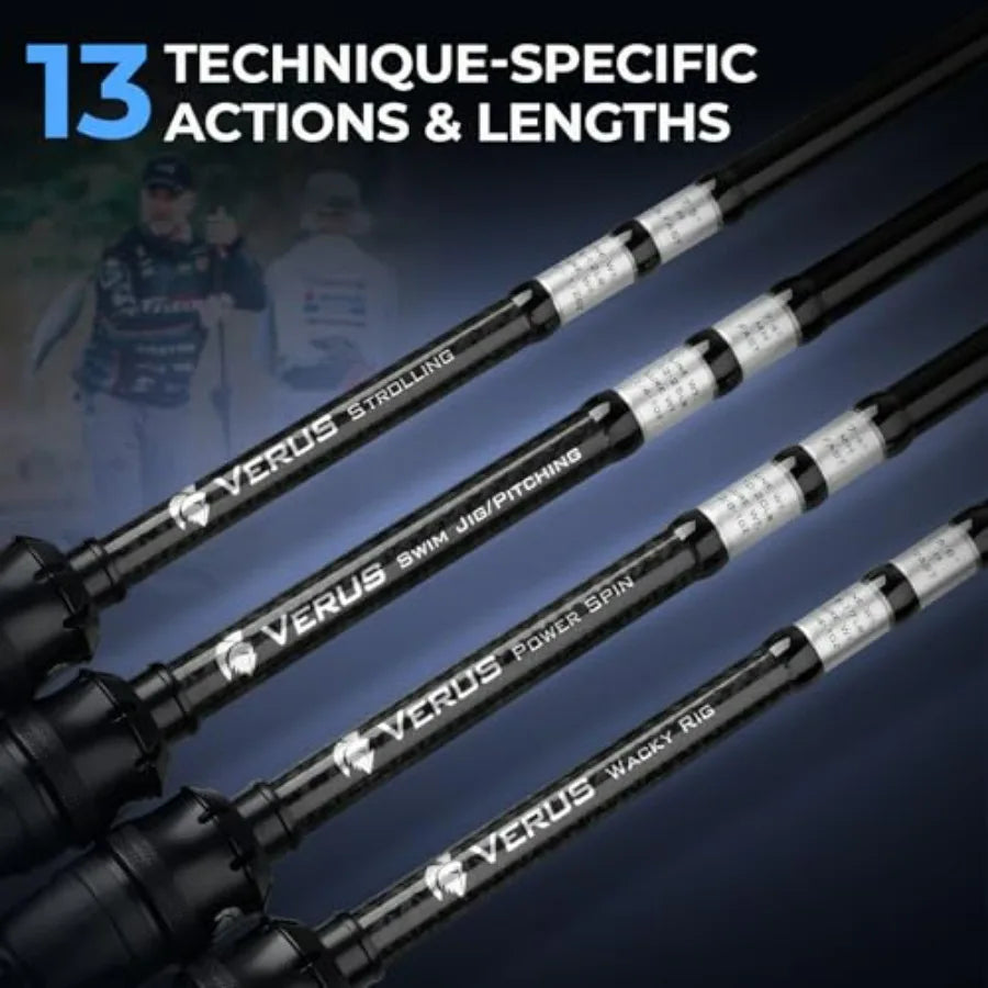 Verus Technique Twin-Tip Bass Fishing Rod IM7 Graphite Blanks with Nano Resin Extra Tip PTS Titanium Guide Frames