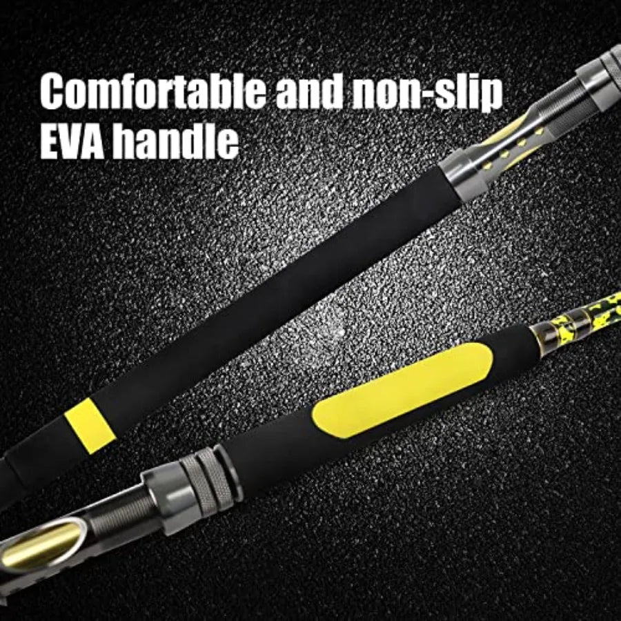Catfish Fishing Rod 1 Piece 2 Piece Portable Travel Heavy Duty Catfish Fishing Pole for Outdoor Angling 6'6 7'6 8' 10'
