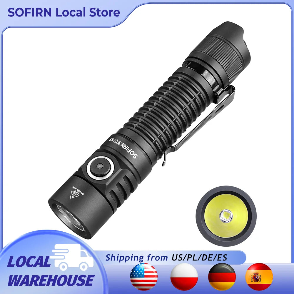 Sofirn SP31 V3.0 Tactica Flashlight with Dual Switch USB C Rechargeable Power Indicator 6000K Torch