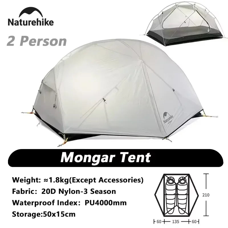 Naturehike Mongar 2-Person Ultralight Backpacking Tent with Footprint