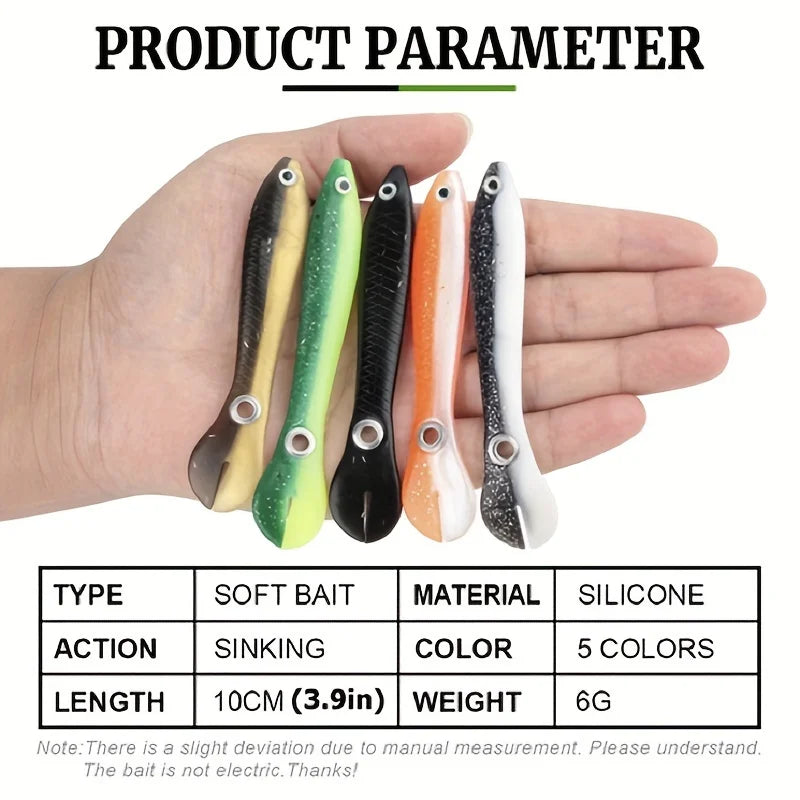 5-Piece Bionic Soft Bait with Sliding Mechanism - Realistic 10cm / 3.9inch Artificial Bait