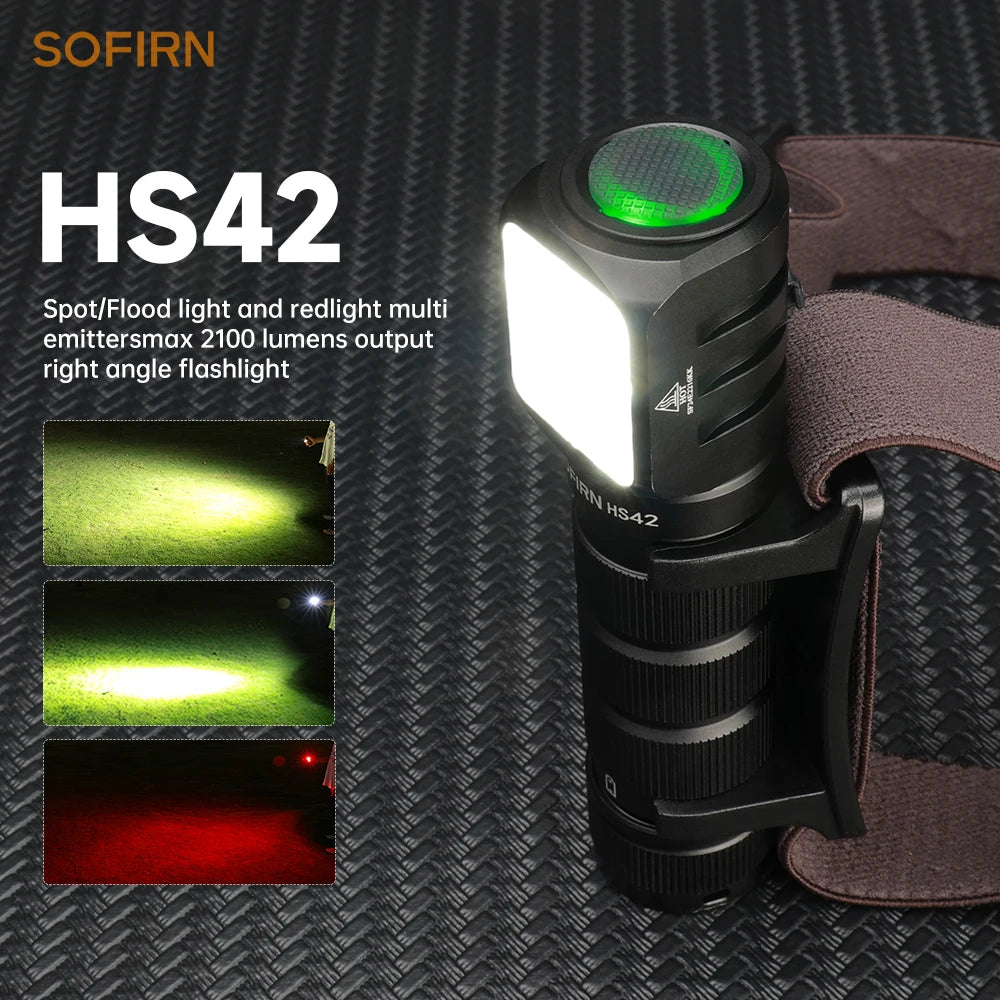SOFIRN HS42 Headlamp 2100lm 18650 EDC USB C Rechargeable Flashlight SST40 LED Torch with Magnetic for Camping