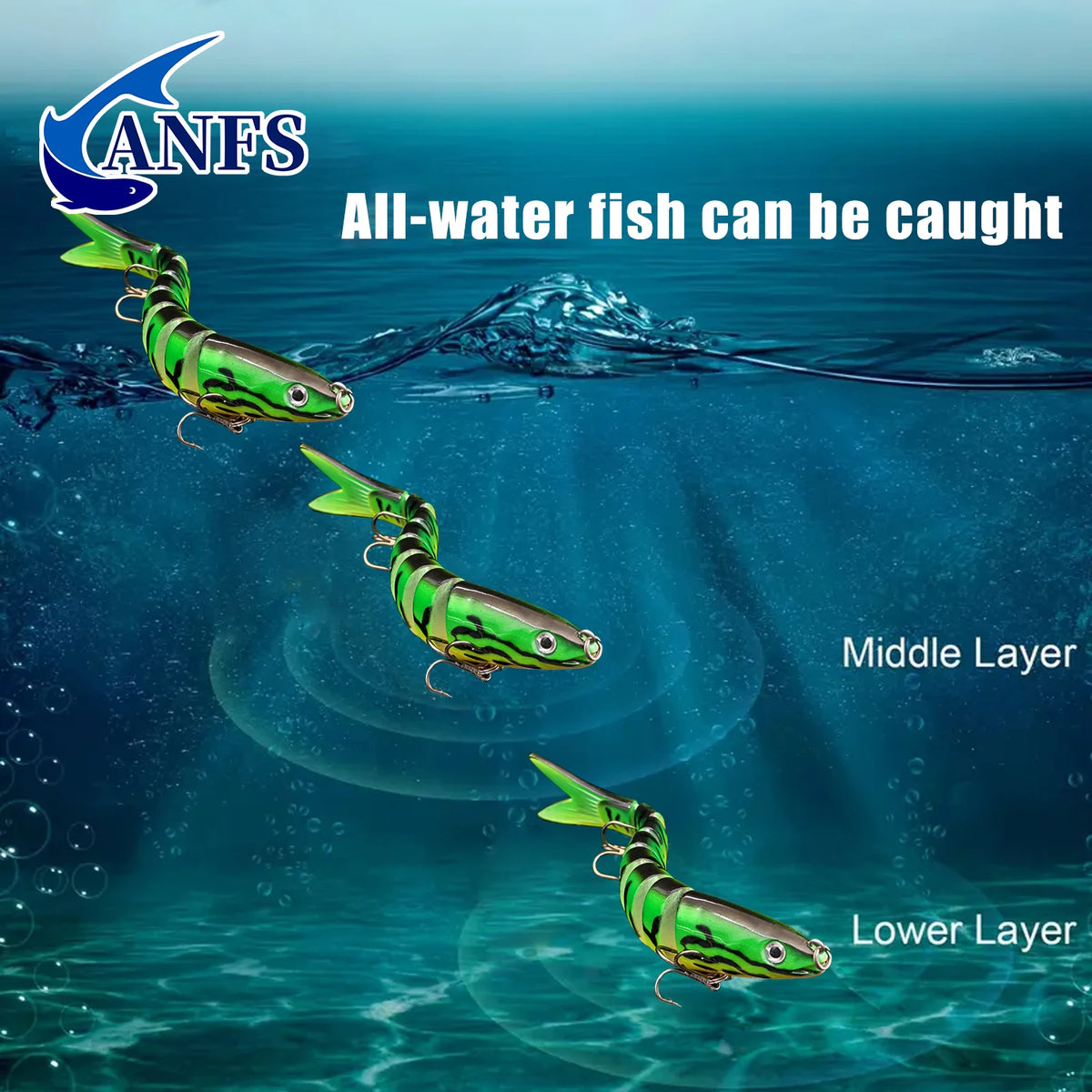 ANFS 5-Pack Multi-Jointed Swimbaits in Assorted Colors