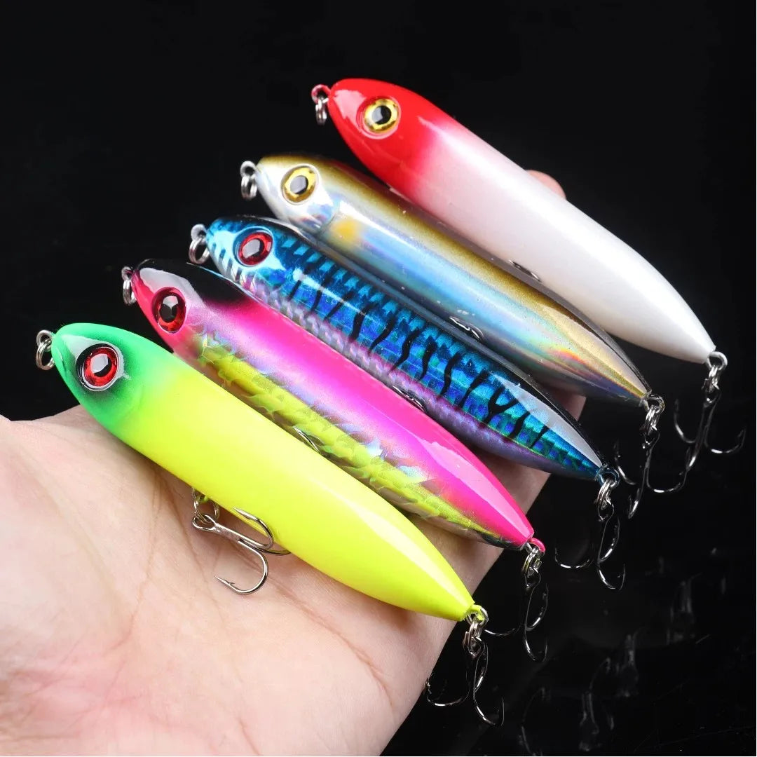10-Piece Topwater Floating Pencil Lures for Bass, Pike & Catfish
