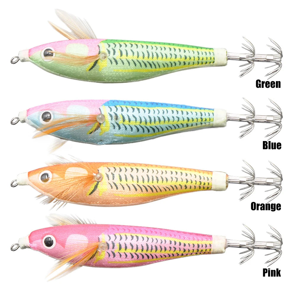 10cm/10g Wooden Shrimp Lures Luminous Artificial Baits Fishing Tackle Accessories