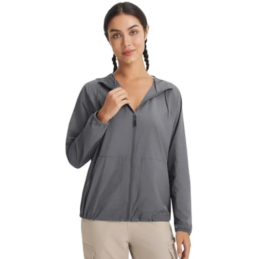 baleaf Women's Sun Jackets No Insert Lightweight Hiking Hoodie UPF 50+ Workout Mosquito Clothes Long Sleeve UV with 2 Pockets