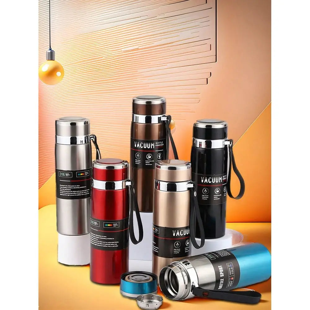 Stainless Steel Insulated Outdoor Water Bottle with Travel Strap