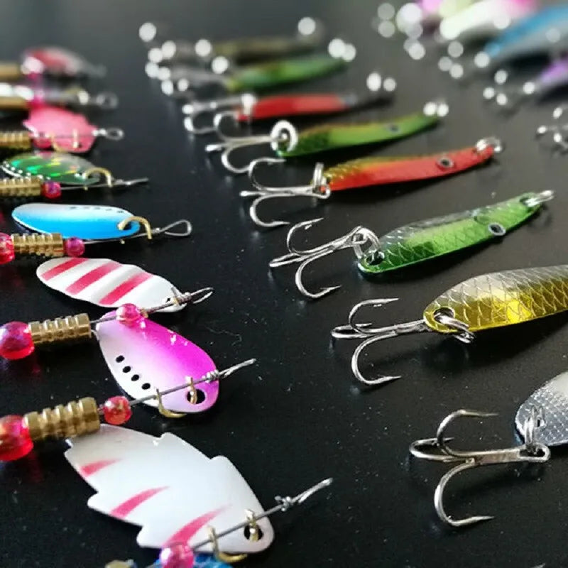 30-Pack Premium ABS Minnow & Iron Spinner Baits Kit