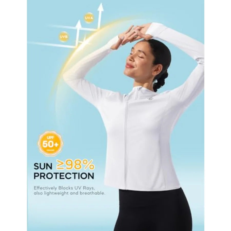 Women's UPF 50+ Full-Zip Sun Protection Jacket | Lightweight Athletic Hiking Hoodie