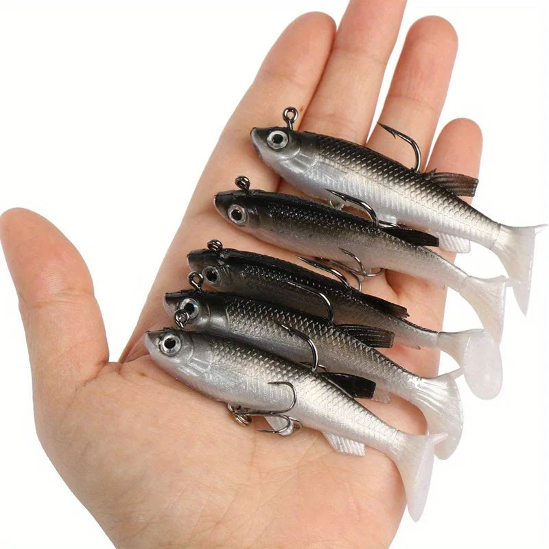 5Pcs Realistic Soft Bait-8Cm Realistic Bait-High-Quality Sharp Hook for Freshwater Fishing