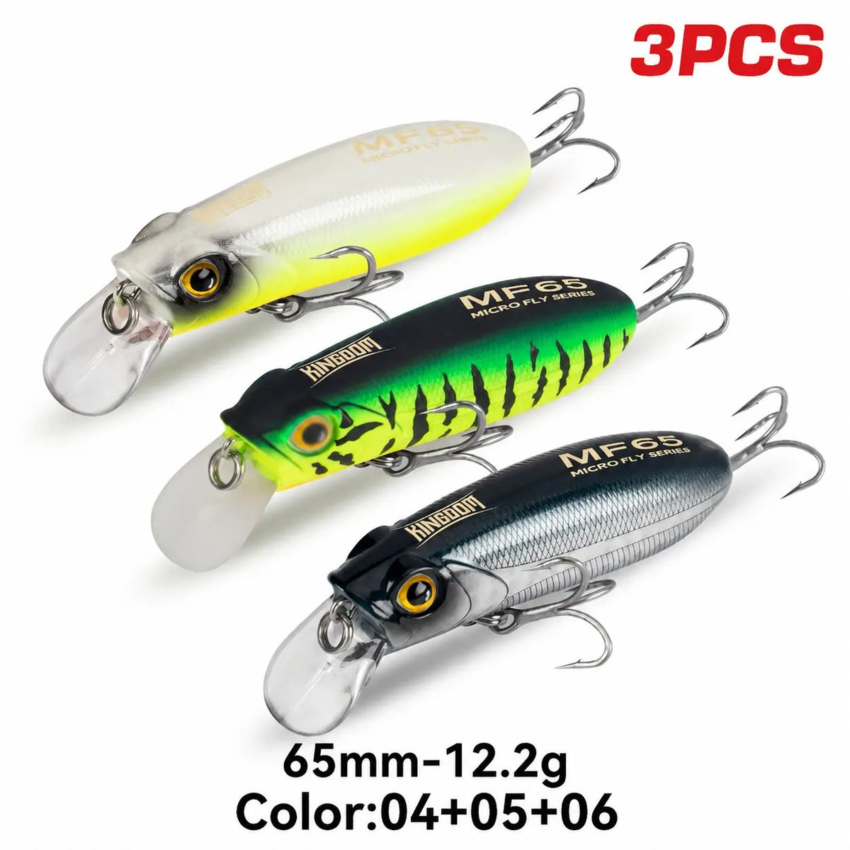 Kingdom 3-Pack Long-Casting Minnow Lures for Seabass & Trout