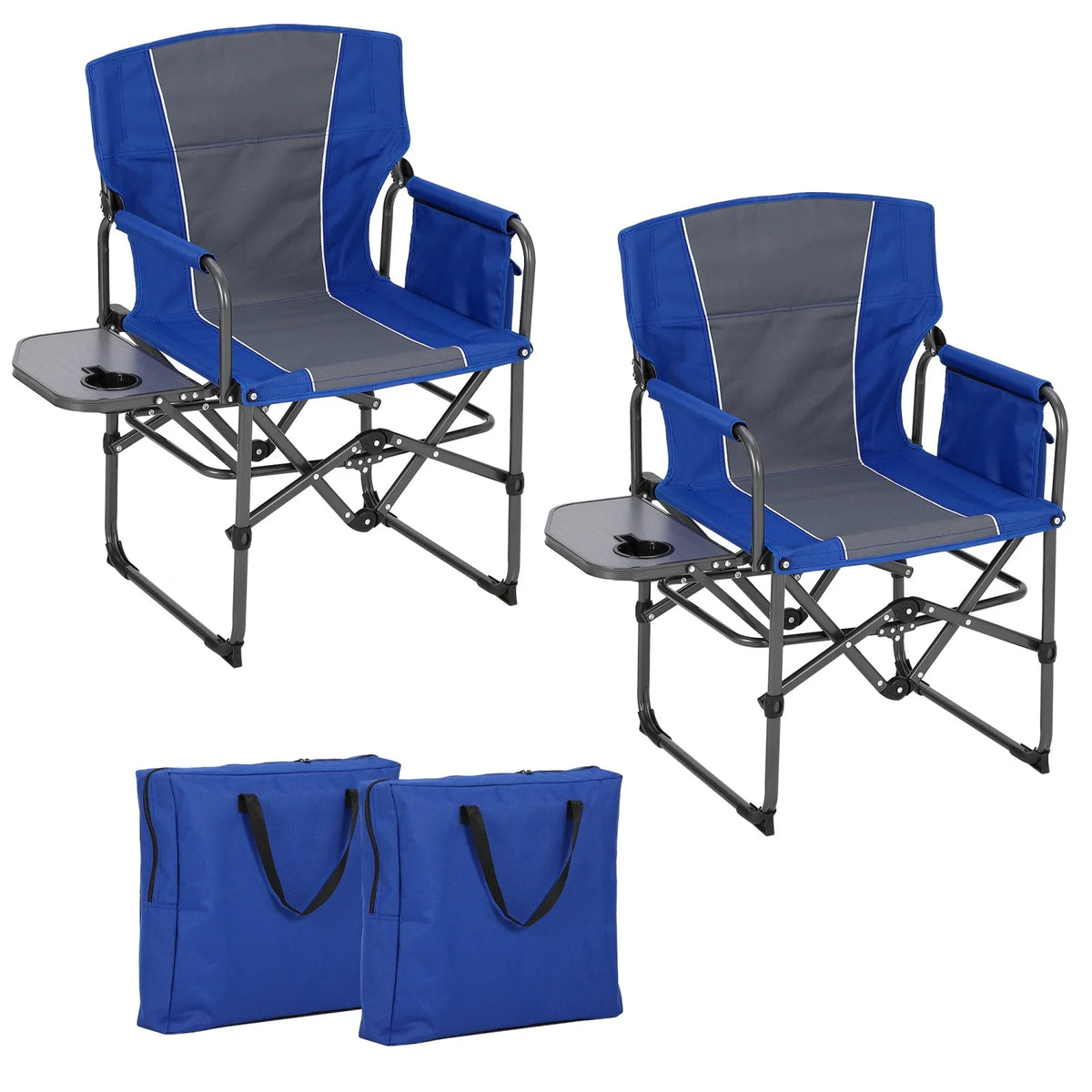 Heavy-Duty Folding Director's Camping Chair with Side Table & Storage