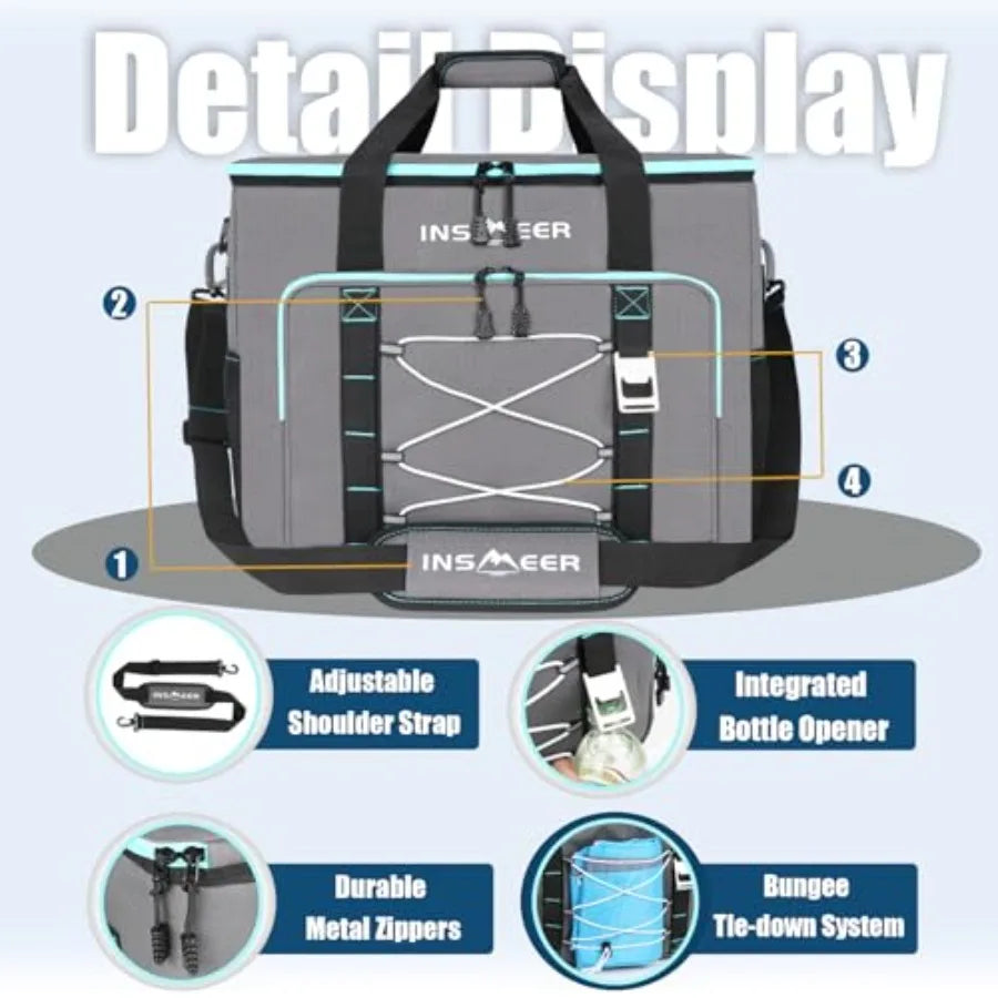 Insulated Cooler Bag 90Cans/55L Large Cooler Bag Soft Sided Cooler with Shoulder Strap