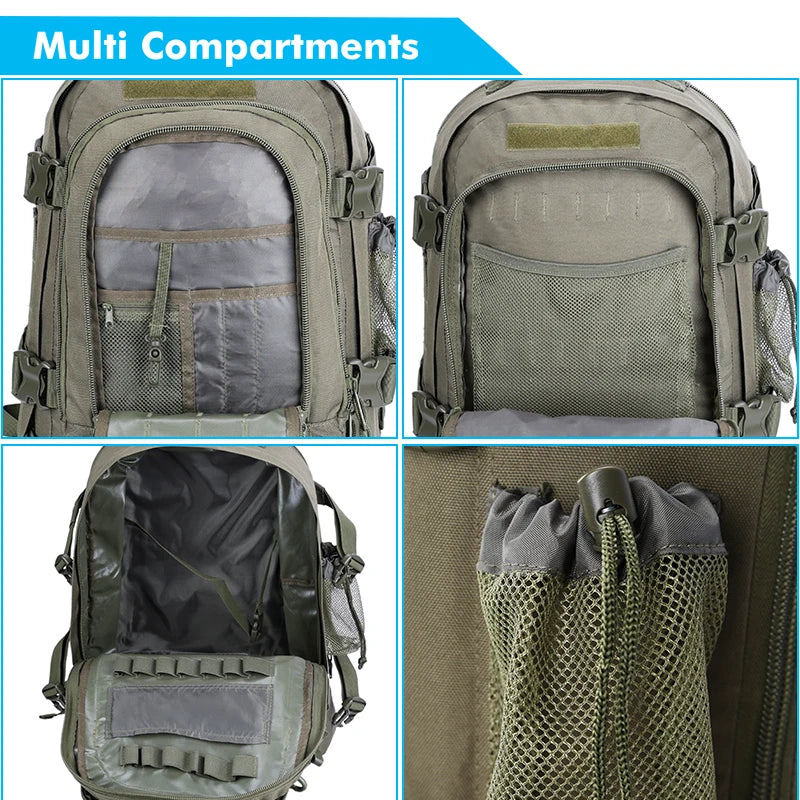 LQARMY 60L Male Travel Hiking Camping backpack Expandable Army Backpacks