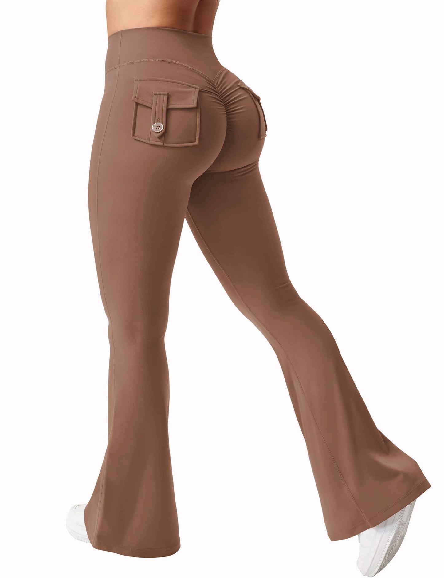Summer Women's Cargo Pocket Fitness Tights | High-Waisted Flare Yoga Pants