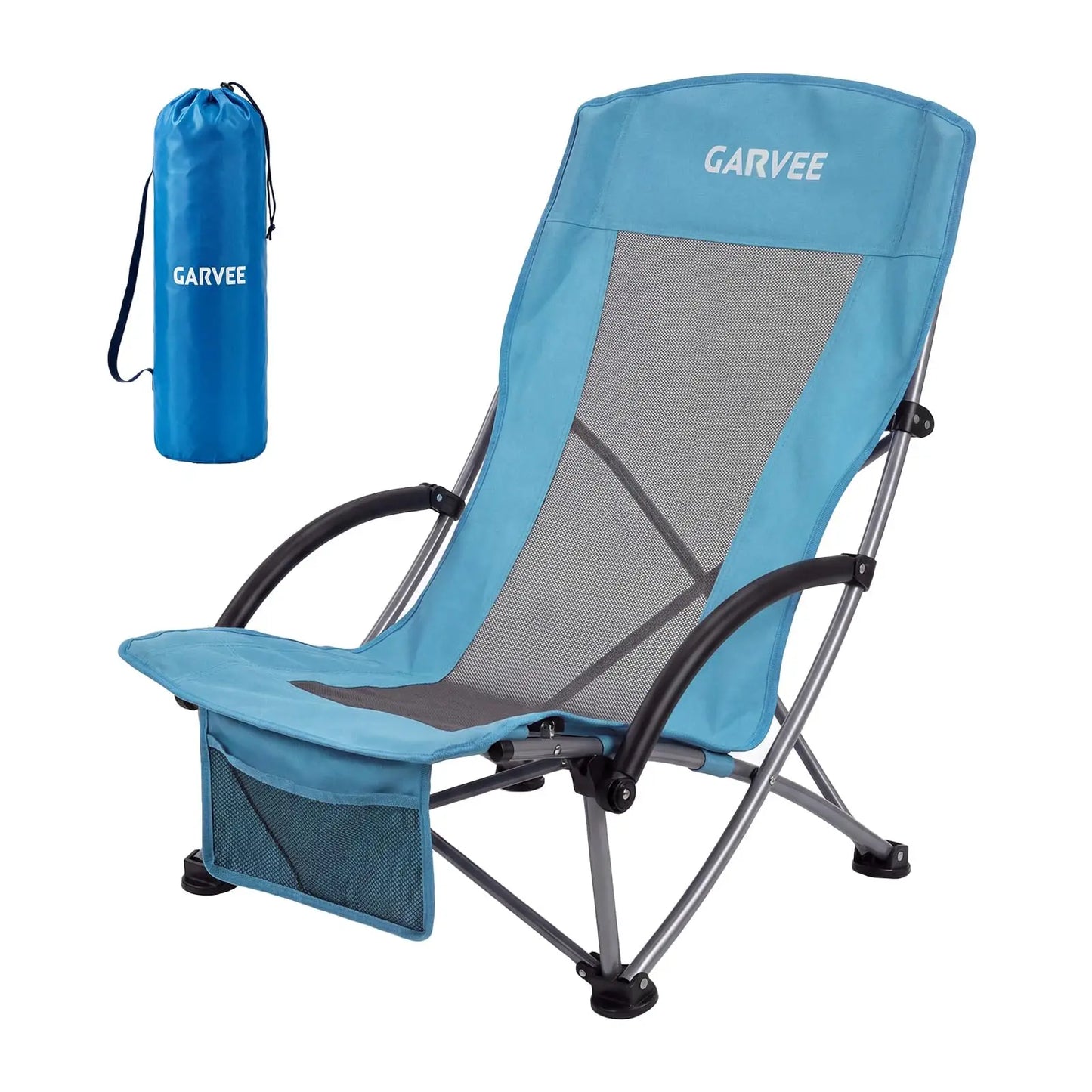 High Back Beach Chair, Folding Beach Chairs, Extra Wide Seat Chair with Cup Holder