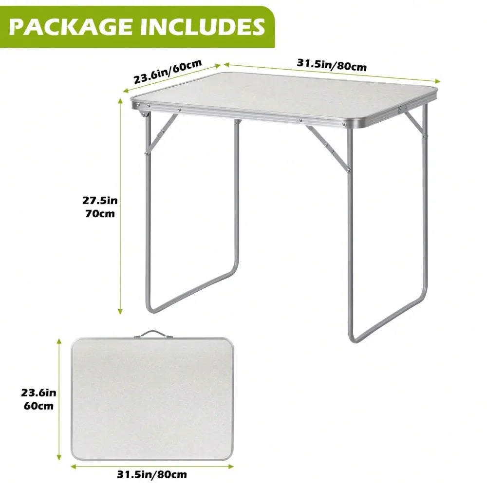 1pc HeavyDuty Portable Folding Table, Aluminum Alloy Camping Picnic Barbecue Outdoor Indoor Use, 23.62 X 31.5 X 27.56inch