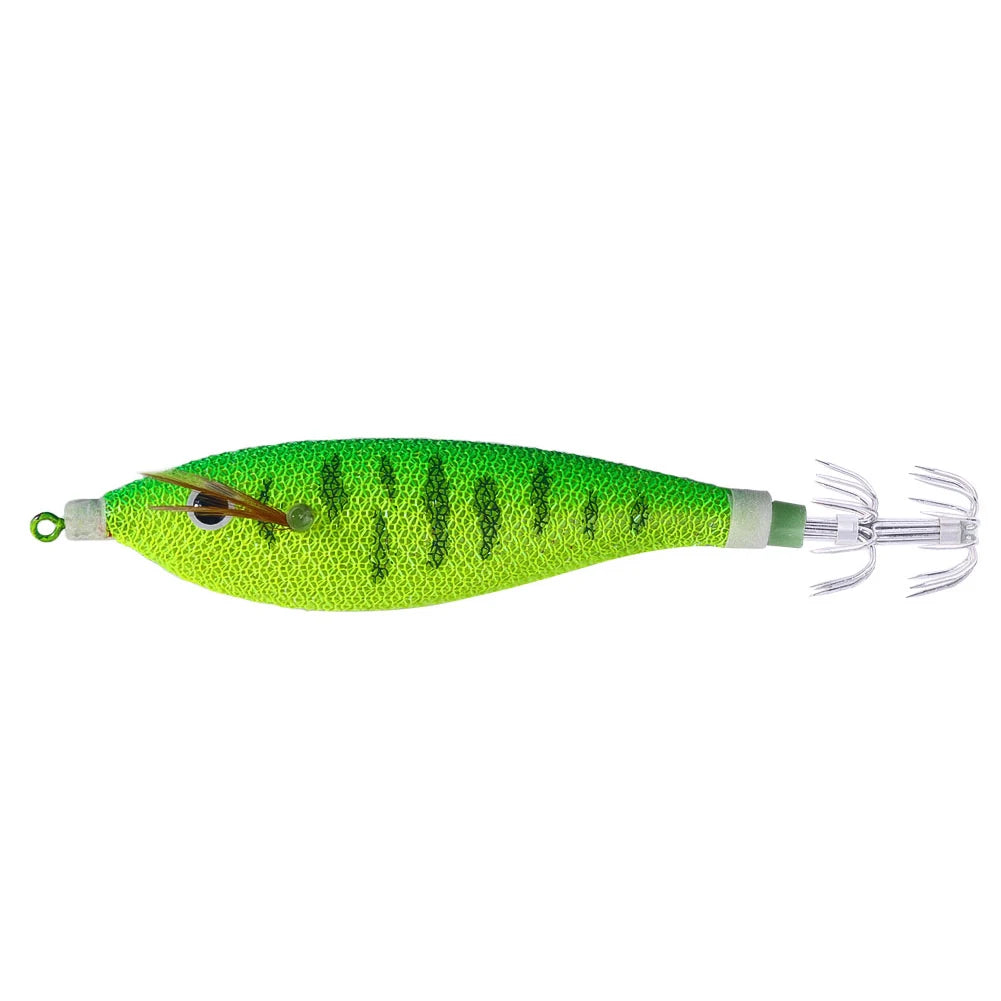 Glowing Horizontal Squid Trolling Lure Artificial Squid Jigging Eging Wood Shrimp Hooks Octopus Hook Cuttlefish Bait for Fishing