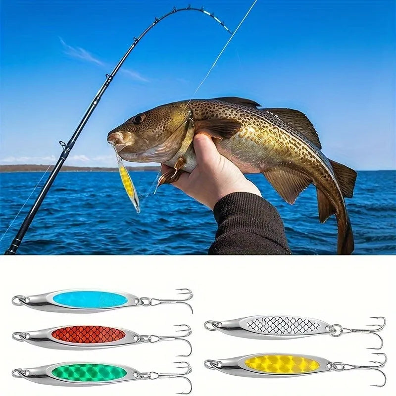 5-Pack 0.74 oz Spinnerbait Spoon Lures for Bass Fishing