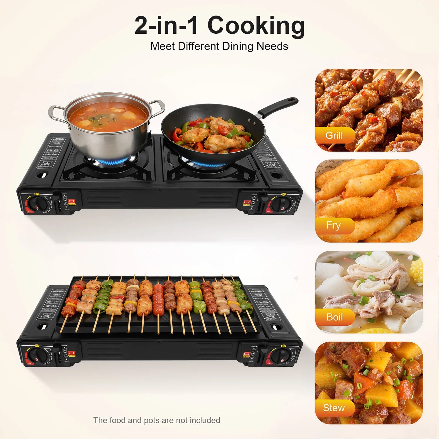 2500W Portable Camping Stove 2 Burners Portable Case