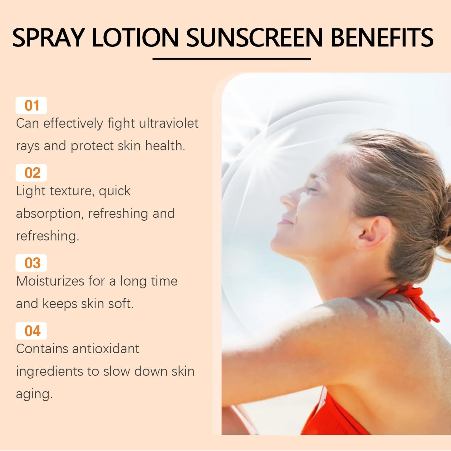 EELHOE Vitamin E Sunscreen Spray 100ml Long-lasting Deep Moisturizing Anti-UV Skin Protector