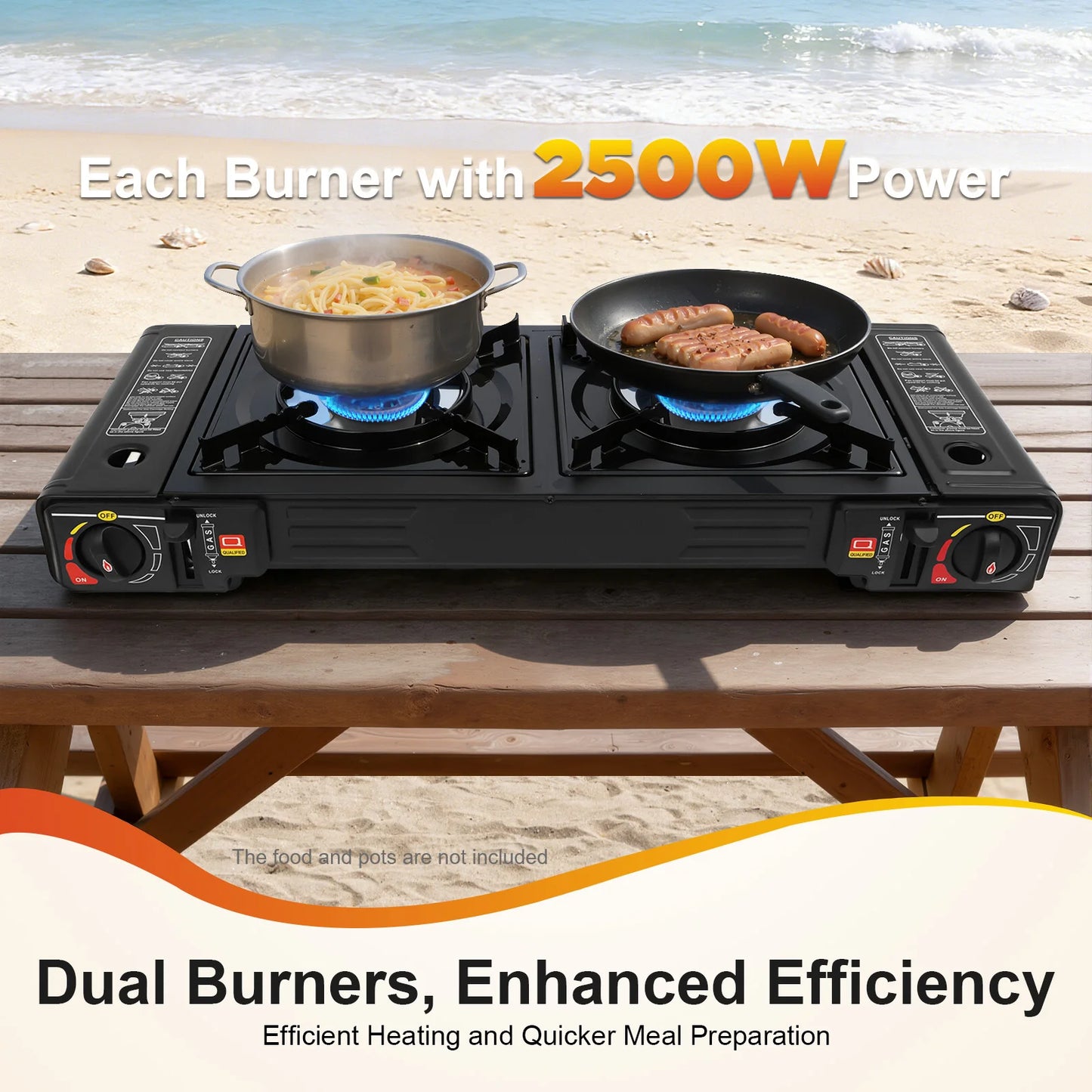 2500W Portable Camping Stove 2 Burners Portable Case