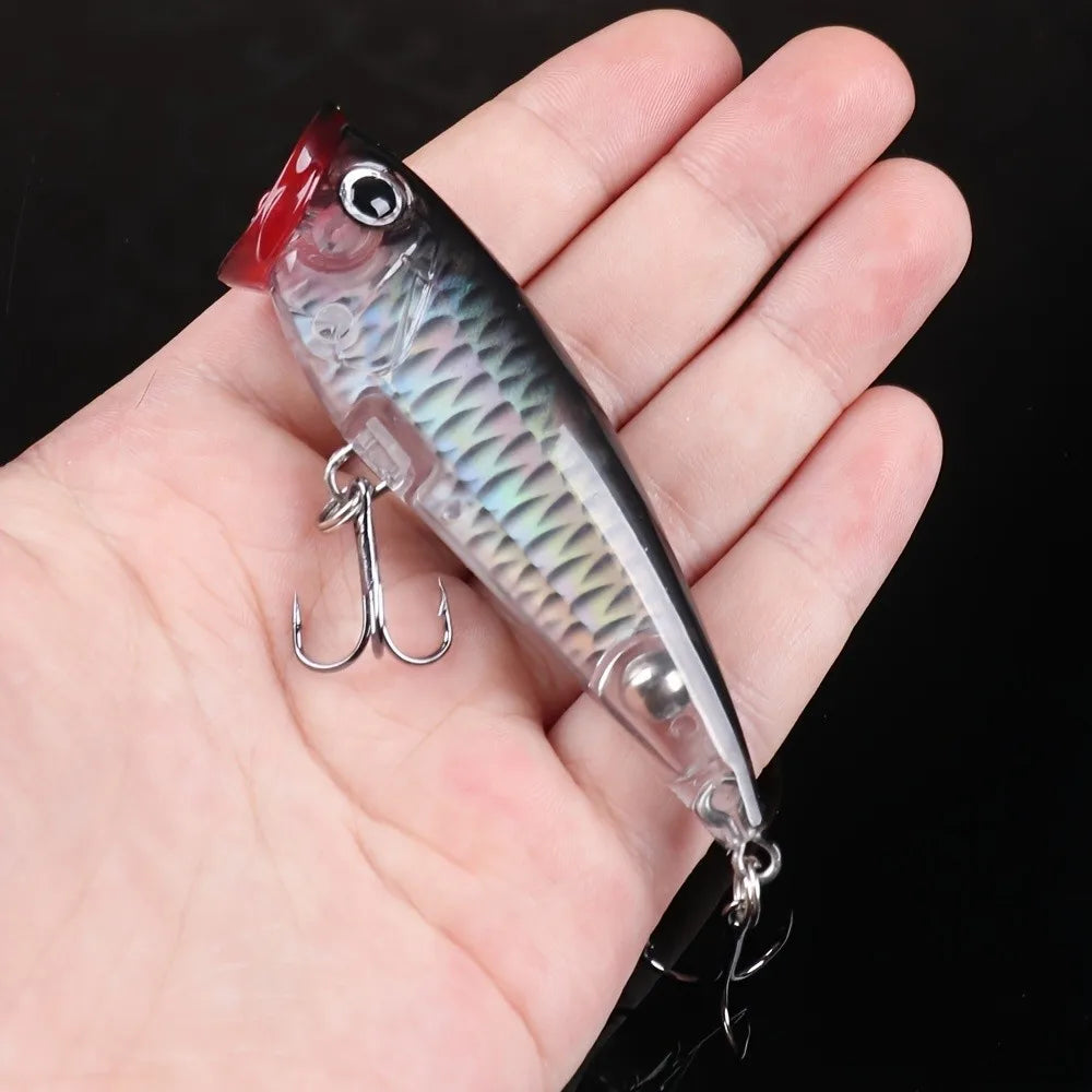 10-Pack 3-Inch Topwater Popper Lures (0.28 oz) for Bass Fishing