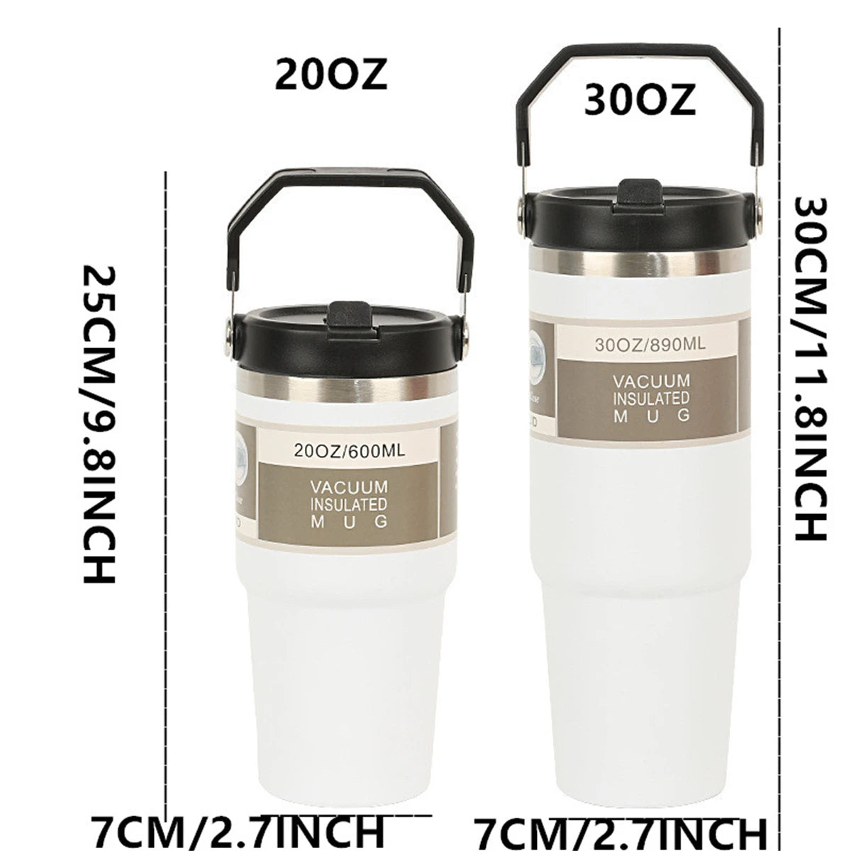 Insulated Stainless Steel Vacuum Tumbler with Tote Handle