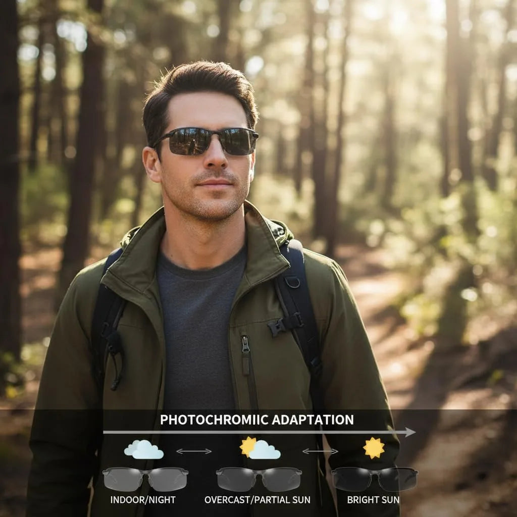 White-black Polarized Photochromic Sunglasses Sports Day and Night Driving Ultra-Light Sun Glasses