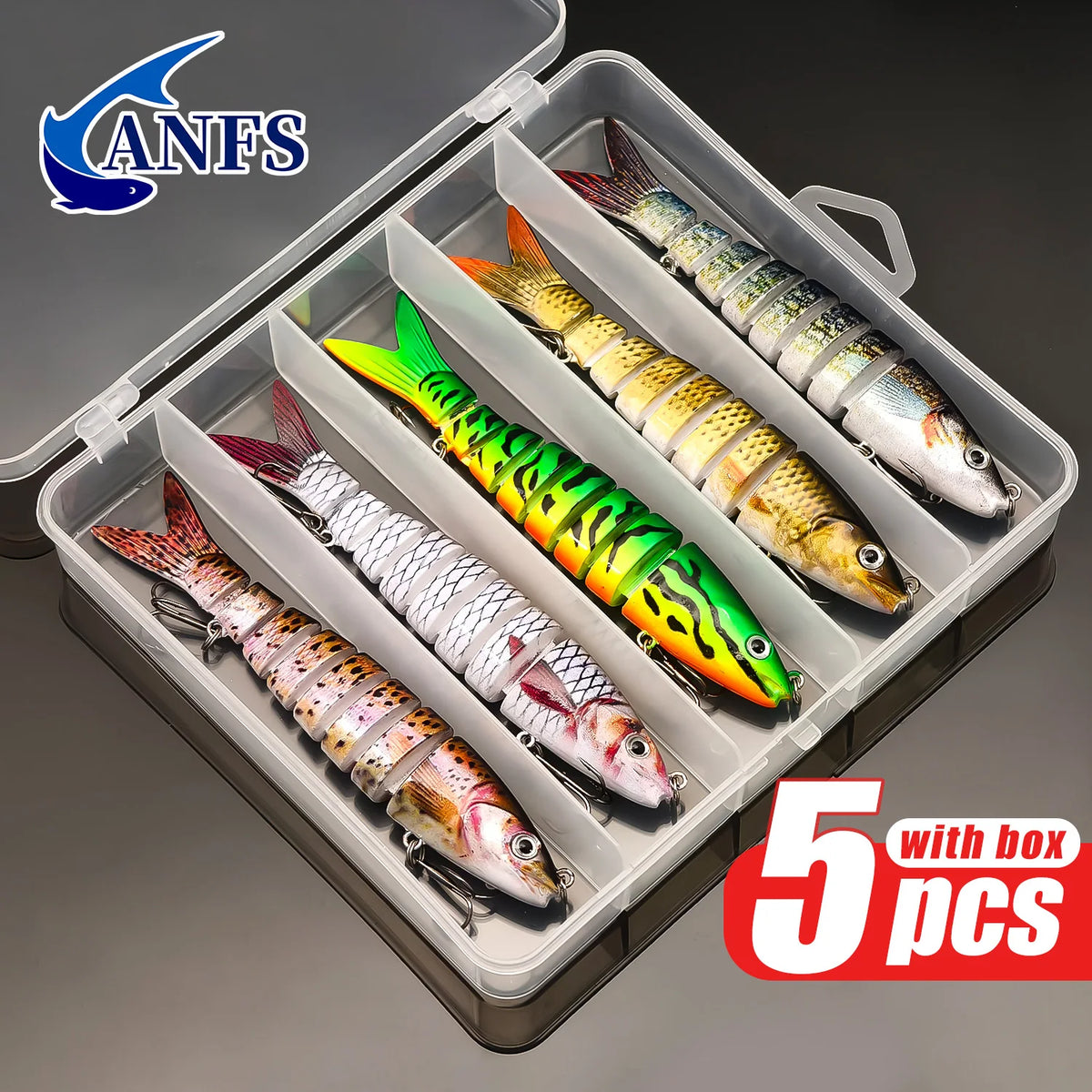 ANFS 5-Pack Multi-Jointed Swimbaits in Assorted Colors