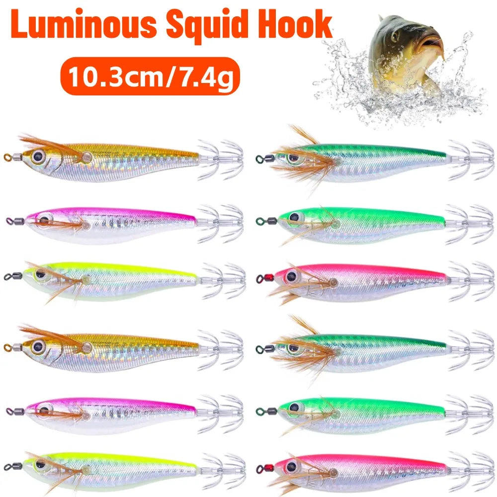 10.3cm/7.4g Attracting Lure Double Hook Glowing Octopus Bait