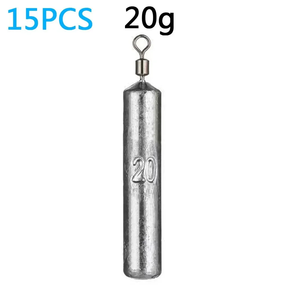 Fishing Weight 15PCS/Lot Sinker Mold 3.5g 5g 7g 10g 14g 20g Tube Bullet Plumb Pendant