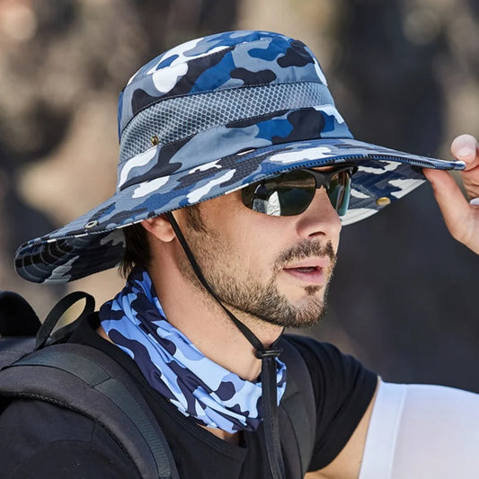 Summer Men Breathable Sun Hat Outdoor Traveling Fishing Hiking Hat