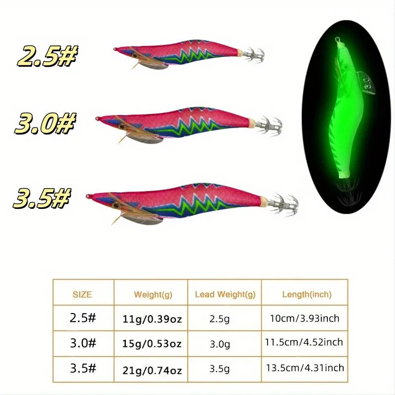 10 PCS Squid fishing bait squid hook sea fishing bait luminous
