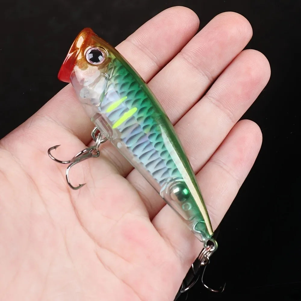 10-Pack 3-Inch Topwater Popper Lures (0.28 oz) for Bass Fishing