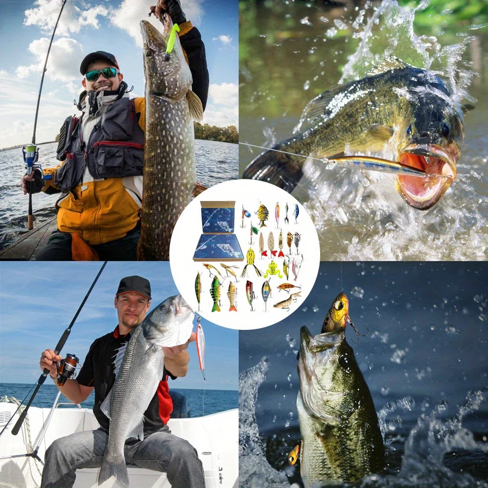 1 Set of 2025 Advent Calendar Fishing Holiday Countdown, 24-Piece Lure Series