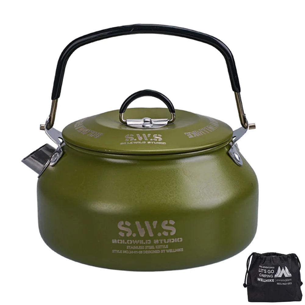 0.8L Portable Hiking Kettle 304 Stainless Steel Ultralight Coffee Kettle